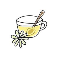 chá de camomila em estilo doodle vetor