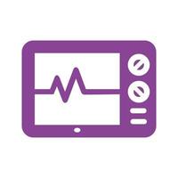 monitore a silhueta da tela de um monitor de saúde mostrando um gráfico de frequência cardíaca em roxo. recurso gráfico de dispositivo de saúde. vetor editável no formato eps10