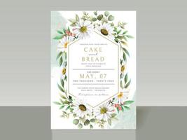 lindo conjunto de cartão de convite de casamento de flor branca vetor