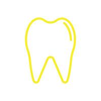 ícone de linha de dente de vetor amarelo eps10 isolado no fundo branco. símbolo de contorno de dente médico em um estilo moderno simples e moderno para o design do seu site, logotipo, pictograma e aplicativo móvel