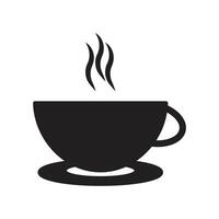 xícara de café de vetor preto eps10 com ícone de vapor ou fumaça quente isolado no fundo branco. símbolo sólido de xícara de chá em um estilo simples e moderno para o design do seu site, logotipo e aplicativo móvel