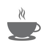 xícara de café vetor cinza eps10 com ícone de vapor ou fumaça quente isolado no fundo branco. símbolo sólido de xícara de chá em um estilo simples e moderno para o design do seu site, logotipo e aplicativo móvel