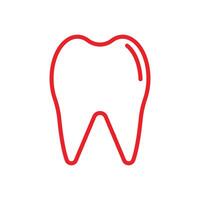 ícone de linha de dente de vetor vermelho eps10 isolado no fundo branco. símbolo de contorno de dente médico em um estilo moderno simples e moderno para o design do seu site, logotipo, pictograma e aplicativo móvel