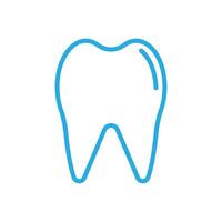 ícone de linha de dente de vetor azul eps10 isolado no fundo branco. símbolo de contorno de dente médico em um estilo moderno simples e moderno para o design do seu site, logotipo, pictograma e aplicativo móvel