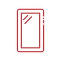 ícone de linha de moldura de vidro de vetor vermelho eps10 isolado no fundo branco. símbolo de contorno de parede de vidro em um estilo moderno simples e moderno para o design do seu site, logotipo, pictograma e aplicativo móvel