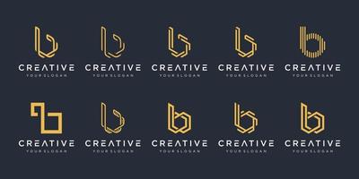 conjunto de modelo de design de logotipo criativo monograma letra b. o logotipo pode ser usado para a construção da empresa. vetor