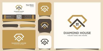 modelo de design de logotipo para casa de diamante. diamante de símbolo combinado com elemento de casa.