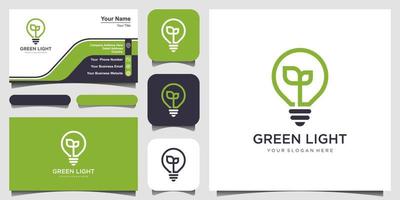 lâmpada lâmpada natureza folha logotipo e vetor de design de cartão de visita.