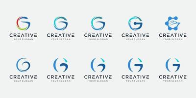 conjunto de modelo de logotipo abstrato letra inicial g. ícones para negócios de moda, automotivo, financeiro vetor