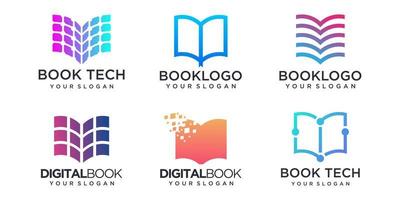 conjunto de ícones do logotipo do livro. design de vetor plano de educação