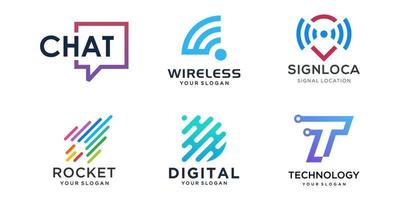 conjunto de ícones do logotipo da empresa de tecnologia inovadora. vetor