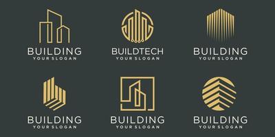 edifício conjunto de ícones do logotipo. resumo de construção da cidade para inspiração de design de logotipo. vetor