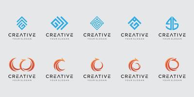 conjunto de design de logotipo de letra g pictograma abstrato criativo. vetor