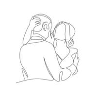 ilustração vetorial de um casal apaixonado desenhado no estilo de arte de linha vetor