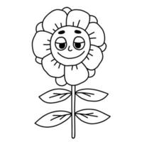 personagem de desenho animado engraçado. elemento groovy funky flower power. estilo retrô moderno de ilustração vetorial. doodle desenhado de mão linear. elemento cômico para design e decoração, adesivo, pôster, impressão, cartão. vetor