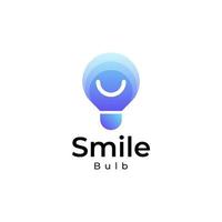 logotipo de bulbo de sorriso, logotipo colorido de gradiente de bulbo vetor