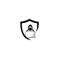 ícone de hacker, agente espião, escudo de segurança. .logo para botões, sites, aplicativos móveis e outras necessidades de design. vetor
