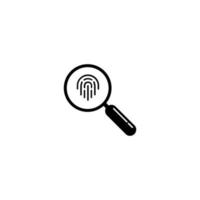 digitais com vetor de ícone de lupa. ícone do crime, busca de pessoas, identificação biométrica.