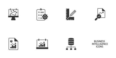 conjunto de ícones de inteligência de negócios. elementos de vetor de símbolo de pacote de inteligência de negócios para web infográfico