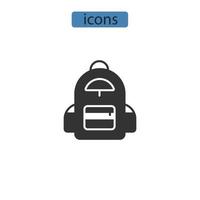 ícones de mochila simbolizam elementos vetoriais para infográfico web vetor