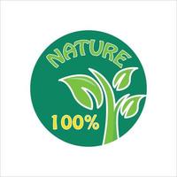 natureza eco amigável selo ícones ilustração vetorial com folha de planta orgânica verde. etiqueta de etiqueta de folha verde amigável eco. ilustração vetorial 2D. vetor