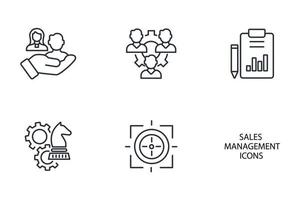 conjunto de ícones de gerenciamento de vendas. elementos do vetor de símbolo do pacote de gerenciamento de vendas para web infográfico