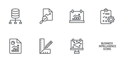 conjunto de ícones de inteligência de negócios. elementos de vetor de símbolo de pacote de inteligência de negócios para web infográfico