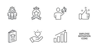 conjunto de ícones de motivação do funcionário. elementos do vetor de símbolo de pacote de motivação de funcionários para web infográfico