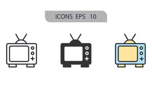 ícones de tv símbolo elementos vetoriais para infográfico web