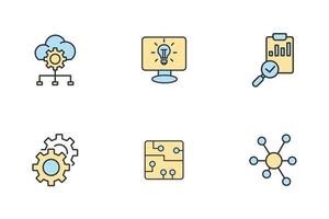 sobre o conjunto de ícones de aprendizado de máquina. sobre elementos vetoriais de símbolo de pacote de aprendizado de máquina para web infográfico vetor