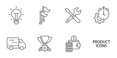 conjunto de ícones do produto. elementos do vetor de símbolo do pacote de produtos para web infográfico