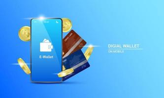 aplicativo de carteira digital em mobile e internet banking. segurança de pagamento online via cartão de crédito. conceito de transação de dinheiro online. vetor eps10.
