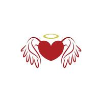 ilustração de design de logotipo de ícone de coração de anjo vetor