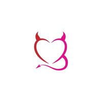 ilustração de design de logotipo de ícone de coração de diabo vetor