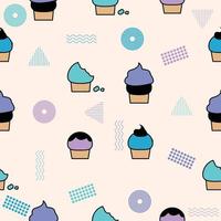 fofo chibi doce sorvete alimentos coloridos padrão sem costura doodle crianças bebê kawaii premium vector
