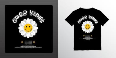 design de camiseta streetwear good vibes, adequado para serigrafia, jaquetas e outros vetor