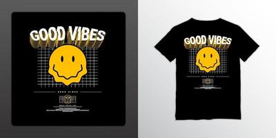 design de camiseta streetwear good vibes, adequado para serigrafia, jaquetas e outros vetor