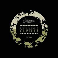 design de camiseta e vestuário de surf da califórnia vetor