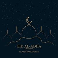 feliz eid al adha bakrid festival fundo. modelo de banner plano de férias muçulmanas. cartão de celebração de religião. mubarak comemora o cenário do evento. ilustração vetorial vetor