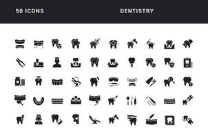 conjunto de ícones simples de odontologia vetor