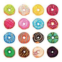 conjunto de donuts coloridos vetor