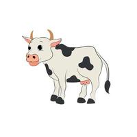 vaca feliz dos desenhos animados isolada no fundo branco vetor livre