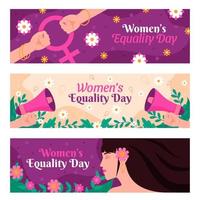 conjunto de bandeiras do dia da igualdade das mulheres vetor
