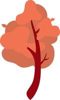 árvore de outono com objeto de vetor de cor semi plana de folhagem vermelha. natureza na temporada de outono. item de tamanho completo em branco. planta ilustração de estilo de desenho animado simples para web design gráfico e animação