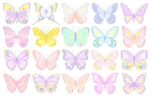 ilustração linda coleção de borboletas para amor casamento dia dos namorados ou arranjo convite design cartão de saudação vetor