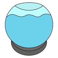 o aquário é redondo. a habitação de vidro para animais aquáticos está cheia de água. ilustração vetorial de cor. fundo isolado. estilo de desenho animado. ideia para web design. vetor