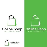 sacola de compras e logo.logo de carrinho de compras on-line adequado para venda, desconto, loja.com edição de ilustração vetorial. vetor