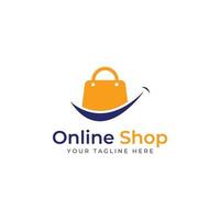 sacola de compras e logo.logo de carrinho de compras on-line adequado para venda, desconto, loja.com edição de ilustração vetorial. vetor