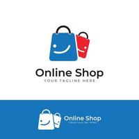 sacola de compras e logo.logo de carrinho de compras on-line adequado para venda, desconto, loja.com edição de ilustração vetorial. vetor