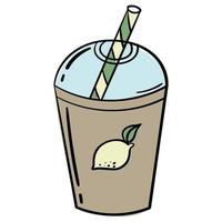 adesivo de doodle com xícaras de limonada gelada vetor